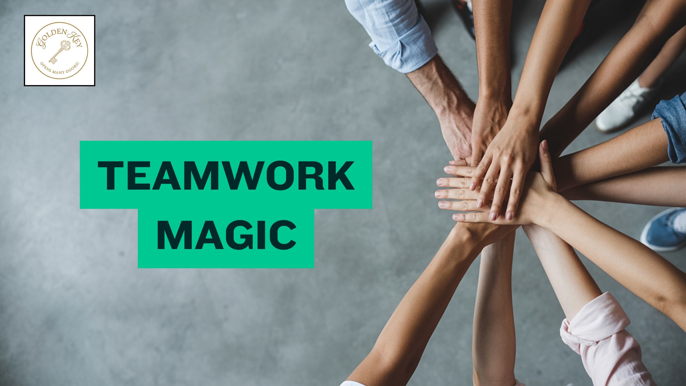 Connected hands demonstrating teamwork magic 