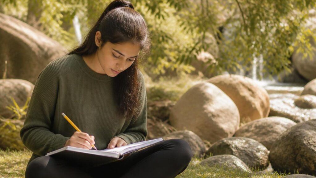 A girl follows study tips to b an affective in scahool.