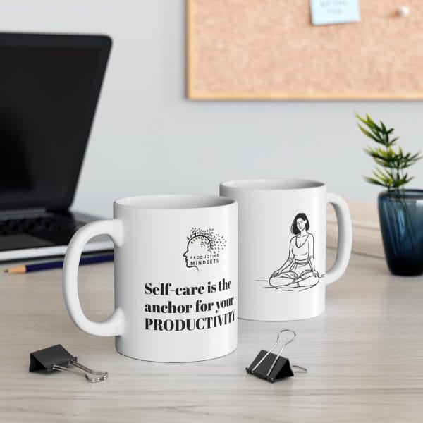 Productive Mindsets Mug 11oz - Inspiring Self-Care Gift, Office Coffee Cup, Motivational Mug, Wellness Reminder, Positivity Tea