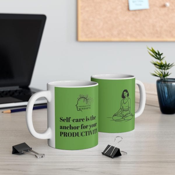 Green Productive Mindsets Mug 11oz - Inspiring Self-Care Gift, Office Coffee Cup, Motivational Mug, Wellness Reminder, Positivity Tea - Image 3