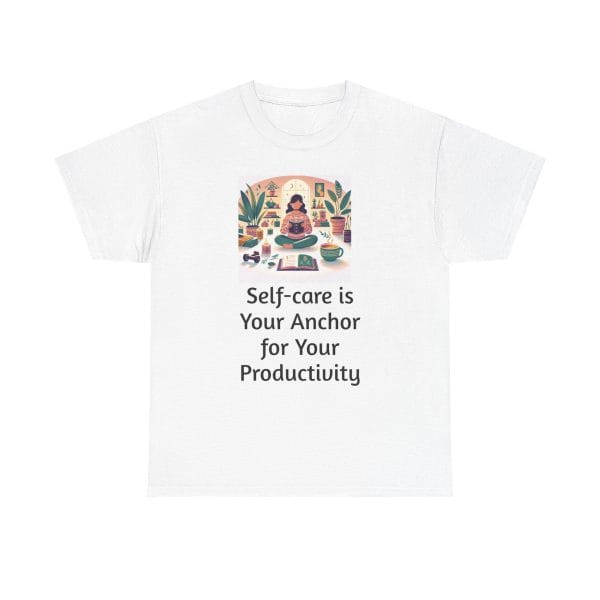 Self-Care Motivational Tee - Unisex Heavy Cotton Tee for Mindfulness, Self-Care, Yoga, Relaxation, Gift for Wellness Enthusiasts, - Image 2