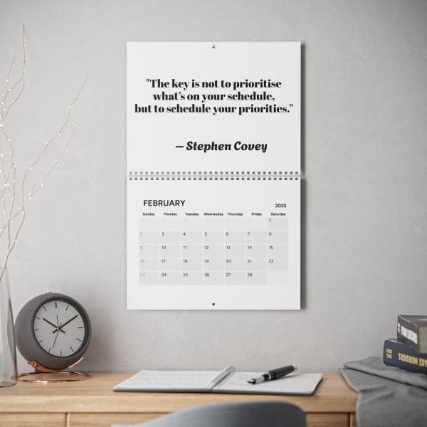 Productive Mindsets Calendar 2025 | Motivational Wall Planner, January Start, Goal-Setting Decor, Inspirational Desk Accessory, Daily