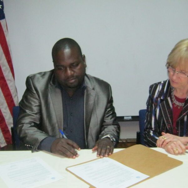 Signing ceremony for the FEDOMA's PEPFAR project on health services for persons with disabilities in Malawi.