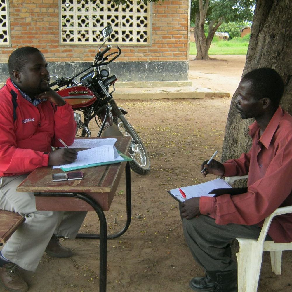 George collecting data inclusive education for children with disabilities in Mchinji District.